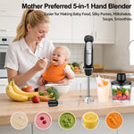 1100W Immersion Blender, 21-Speed Hand Blender with Turbo Mode, 5-In-1 Stick Blender for Smoothies, Baby Food, Soups, Purees, Black