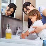 12 Oz Clear Glass Soap Dispenser with 304 Stainless Steel Pump, Refillable Hand Soap Dispenser for Bathroom Kitchen 2 Pack (Silver)