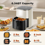 Air Fryer 6 Quart Capacity with Window Square Air Fryer 12-In-1 Air Fry, Roast, Reheat, Dehydrate, Bake, Steam with 400F Beige