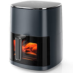 Air Fryer 6 Quart Capacity with Window Square Air Fryer 12-In-1 Air Fry, Roast, Reheat, Dehydrate, Bake, Steam with 400F Grey