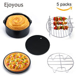 Yosoo 5 in 1 Multifunctional Air Fryer Accessories Set Kit Parts Metal Holder Skewer Rack Cake Barrel, Multifunctional Air Fryer Accessories, Air Fryer Accessories Parts