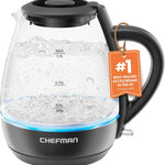1L Electric Glass Kettle W/ LED Indicator Light, Automatic Shutoff - Black