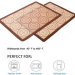 Silicone Baking Mat Set, 2 Pack Non-Stick Silicon Liner for Bake Pans & Rolling with Measurements, Heat Resistant Cookie Sheets for Macaroon/Pastry, 16" X 11.5", Brown)