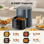 Air Fryer 6 Quart Capacity with Window Square Air Fryer 12-In-1 Air Fry, Roast, Reheat, Dehydrate, Bake, Steam with 400F Grey