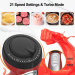 1100W Immersion Blender, 21-Speed Hand Blender with Turbo Mode, 5-In-1 Stick Blender for Smoothies, Baby Food, Soups, Purees, Red