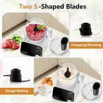 Food Processor, 12 Cup 600W Multifunctional Food Vegetable Chopper, for Shredding, Slicing, Doughing, Emulsifying and Juicing, Silver