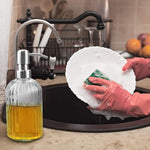 12 Oz Clear Glass Soap Dispenser with 304 Stainless Steel Pump, Refillable Hand Soap Dispenser for Bathroom Kitchen 2 Pack (Silver)