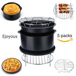 Yosoo 5 in 1 Multifunctional Air Fryer Accessories Set Kit Parts Metal Holder Skewer Rack Cake Barrel, Multifunctional Air Fryer Accessories, Air Fryer Accessories Parts