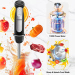 1100W Immersion Blender, 21-Speed Hand Blender with Turbo Mode, 5-In-1 Stick Blender for Smoothies, Baby Food, Soups, Purees, Black