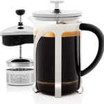 Glass Tea Maker with High Grade Removable Stainless Steel Infuser, 27 Ounce Teapot with Heat Tempered Borosilicate Glass and Silicone Handle, Compact Portable with Free Measuring Scoop, FGC27T