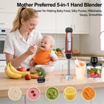 1100W Immersion Blender, 21-Speed Hand Blender with Turbo Mode, 5-In-1 Stick Blender for Smoothies, Baby Food, Soups, Purees, Red