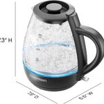 1L Electric Glass Kettle W/ LED Indicator Light, Automatic Shutoff - Black