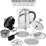 Glass Tea Maker with High Grade Removable Stainless Steel Infuser, 27 Ounce Teapot with Heat Tempered Borosilicate Glass and Silicone Handle, Compact Portable with Free Measuring Scoop, FGC27T