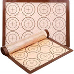 Silicone Baking Mat Set, 2 Pack Non-Stick Silicon Liner for Bake Pans & Rolling with Measurements, Heat Resistant Cookie Sheets for Macaroon/Pastry, 16" X 11.5", Brown)
