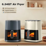 Air Fryer 6 Quart Capacity with Window Square Air Fryer 12-In-1 Air Fry, Roast, Reheat, Dehydrate, Bake, Steam with 400F Beige
