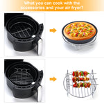 Yosoo 5 in 1 Multifunctional Air Fryer Accessories Set Kit Parts Metal Holder Skewer Rack Cake Barrel, Multifunctional Air Fryer Accessories, Air Fryer Accessories Parts