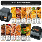 Air Fryer for Countertop, 2‑In‑1 Glass Air Fryer & Grill Pan Combo, 4.2 QT + 1.3 QT, Air Fryer Non Toxic, Digital Presets, Healthy Cooking, Non‑Stick, Multi‑Function for Griddle & Baking