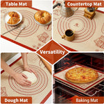 Silicone Baking Pastry Dough Mat - 28X20Inch Extra Large Cookie Bread Rolling Ma