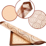 Silicone Baking Mat Set, 2 Pack Non-Stick Silicon Liner for Bake Pans & Rolling with Measurements, Heat Resistant Cookie Sheets for Macaroon/Pastry, 16" X 11.5", Brown)