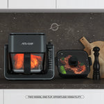 Air Fryer for Countertop, 2‑In‑1 Glass Air Fryer & Grill Pan Combo, 4.2 QT + 1.3 QT, Air Fryer Non Toxic, Digital Presets, Healthy Cooking, Non‑Stick, Multi‑Function for Griddle & Baking