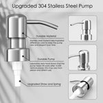 12 Oz Clear Glass Soap Dispenser with 304 Stainless Steel Pump, Refillable Hand Soap Dispenser for Bathroom Kitchen 2 Pack (Silver)