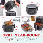 Dash 7Qt Flip and Fry Digital 2-In-1 Grill + Air Fryer Graphite