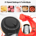 1100W Immersion Blender, 21-Speed Hand Blender with Turbo Mode, 5-In-1 Stick Blender for Smoothies, Baby Food, Soups, Purees, Black