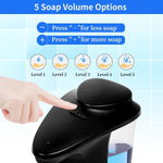 Automatic Soap Dispenser, Touchless Hand Soap Dispensers 17Oz/500Ml with 5 Adjustable Soap Levels, Kitchen Soap Dispensers, Liquid Hand Soap Dispenser Bathroom, Black