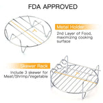 Yosoo 5 in 1 Multifunctional Air Fryer Accessories Set Kit Parts Metal Holder Skewer Rack Cake Barrel, Multifunctional Air Fryer Accessories, Air Fryer Accessories Parts
