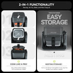 Air Fryer for Countertop, 2‑In‑1 Glass Air Fryer & Grill Pan Combo, 4.2 QT + 1.3 QT, Air Fryer Non Toxic, Digital Presets, Healthy Cooking, Non‑Stick, Multi‑Function for Griddle & Baking