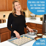Silicone Baking Mat Set of 5-2 Half Sheets (Macaron & Cookie Circle on Mat) + 1 Quarter + 1 round & 1 Square Size Silicone Baking Sheet - Nonstick & Easy to Clean - 100% Silicone Mats for Baking