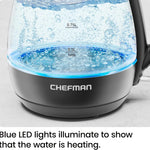 1L Electric Glass Kettle W/ LED Indicator Light, Automatic Shutoff - Black
